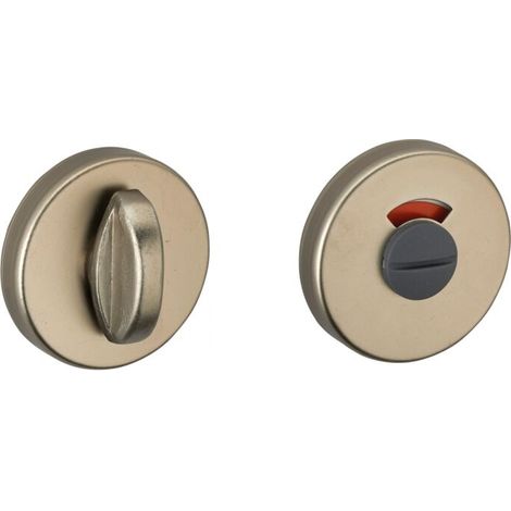 Paire de rosaces nickelé brossé condamnation – Acier embouti – Fixation invisible – Pour portes d'intérieur avec bouton de condamnation (1/2)