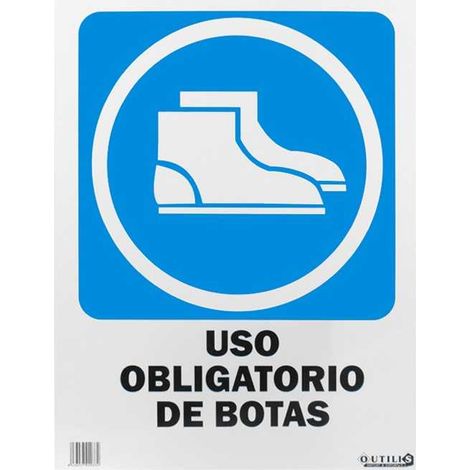 Panneau 40x30, utilisation obligatoire de bottes en PVC haute résistance, adapté à un usage intérieur et extérieur - SIGMA