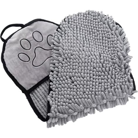 Toalla para perros, Toalla para mascotas, Absorbente, 52x22cm, súper absorbente y de secado rápido, Toallas de baño, Suave y ligera, gris (1/5)