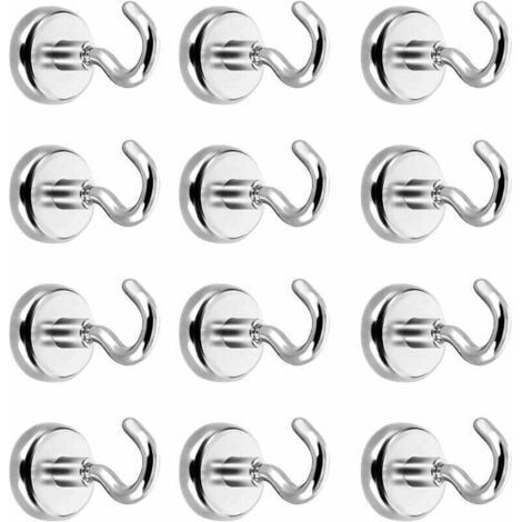 AIERQ Magnethaken, Magnethaken, Leistungsstarker Neodym-Magnet 3-5 kg Zugkraft (12er Pack) (1/4)
