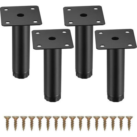 Lntyq 4 Pièces Pieds de Meuble, 9,5 cm Pieds de Meubles Réglables, Pieds de Support en Fixation en Métal pour Meubles/Table/Chaise/Bureau/Cuisine/Armoire/Canapé (1/5)