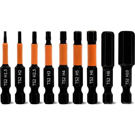 Sechskant Schraubendreher Bit Satz 50mm 9tlg H1.5-H10 Schlagschrauber Bits 1/4" Hex (1/5)