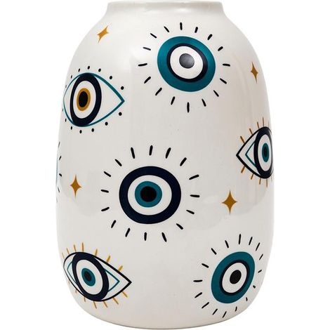 Vase Design "Louxor" 22cm Bleu & Blanc (1/3)