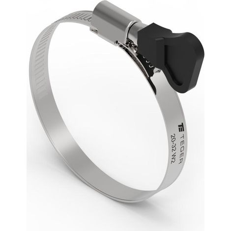 Collier de serrage à molette 20-32 (collier W2 - acier inoxydable) largeur 9 mm TEGER (vendu par paquets de 50) (1/3)