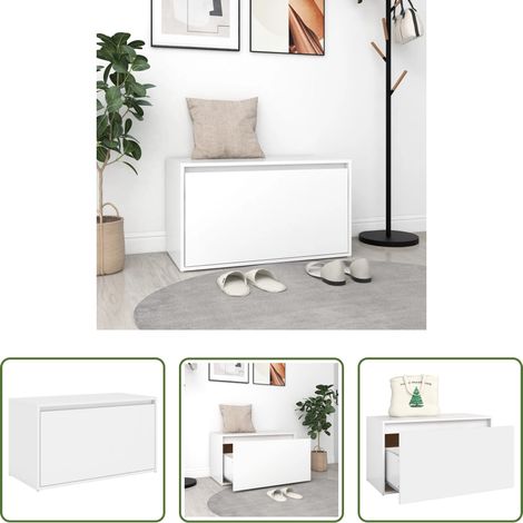 vidaXL Stauraum - Flurbank 80x40x45 cm Weiß Holzwerkstoff (1/5)