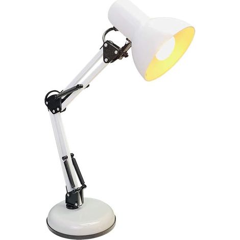 Lampe de table rétro avec bras articulé en métal 5,5 W LED E14 avec lampe de bureau Lampe de chevet Lampe de lecture Blanc (1/5)