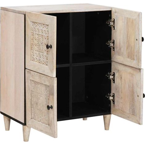 Sideboard/Anrichte/Buffet Bleached White 60 x 33 x 75 cm Massivholz Mango LXWW370551 (1/5)