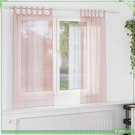 4102276 Rideaux en voile avec boucles 2 pcs rose clair 140x140 cm (1/5)