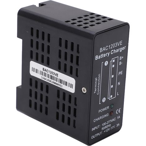 Chargeur de batterie mini BAC1203VE, alliage d'aluminium, indicateur LED, charge flottante automatique, AC 100-277V (1/5)