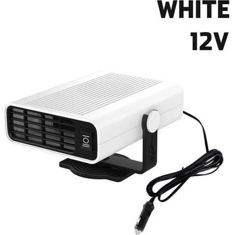 Chauffage de voiture portable 12 V 150 W avec dissipation thermique à 360 degrés, chauffage de voiture double usage, dégivreur de pare-brise, blanc (1/3)
