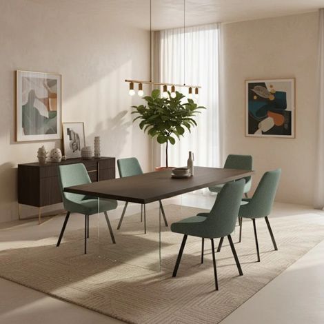 Forest, Tavolo fisso con top Impiallacciato Rovere termocotto (90cm X 160cm H. 76cm) Made in Italy Duzzle (1/5)