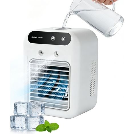 Climatiseur Mobile, Mini Climatiseur Portable 3 in 1, Ventilateur Silencieux Chambre, Ventilateur de Bureau et Humidificateur, 2 Vitesses, Adapté Au Camping De Bureau De Chambre à Coucher (1/5)