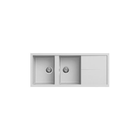 Lavello Elleci Incasso 2 vasche 116x50 Unico 500 Granitek Bianco LGU50068