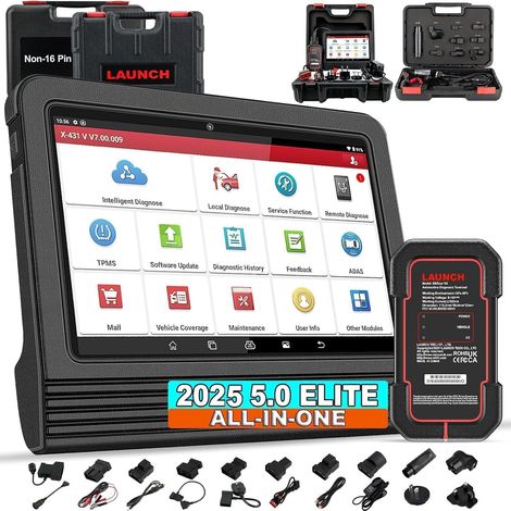 X431 Pro V5.0 Elite Valise Diagnostic Auto Bidirectionnel Diagnostic Voiture Codage de l'ECU 37+ Services de réinitialisation Tous Les systèmes obd2 Diagnostic Can-FD DoIP 2 Ans de Mise à Jour (1/5)
