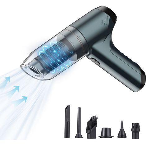 Aspirateur à main sans fil 19 000 Pa, forte aspiration 3 en 1, souffleur d'air et pompe à main, 120 W, haute puissance, sec et humide, portable, rechargeable, pour la maison, le bureau, la voit (1/5)