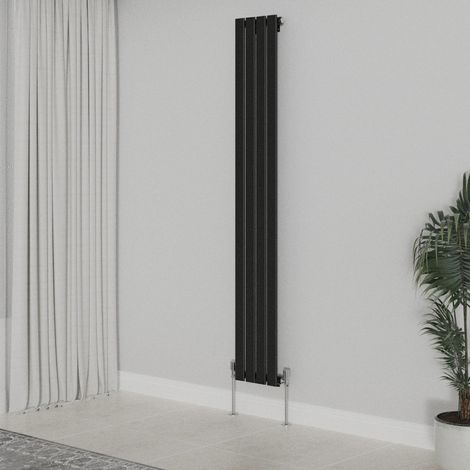 WarmeHaus Vertical 1800x272mm Flat Panel Radiator Black Single (1/5)