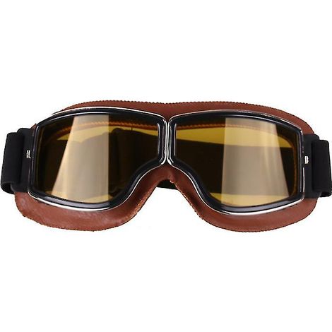 Lunettes de moto Harley rétro marron et jaune coupe-vent pour la conduite tout-terrain en extérieur (1/5)