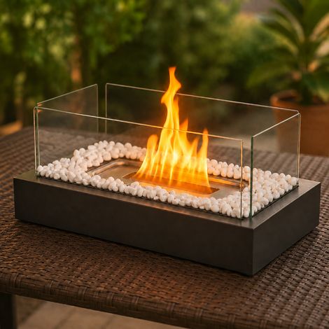 GBLY  chimenea de bioetanol interior‑exterior 4 deflectores de vidrio y depósito de 250 ml (1/4)