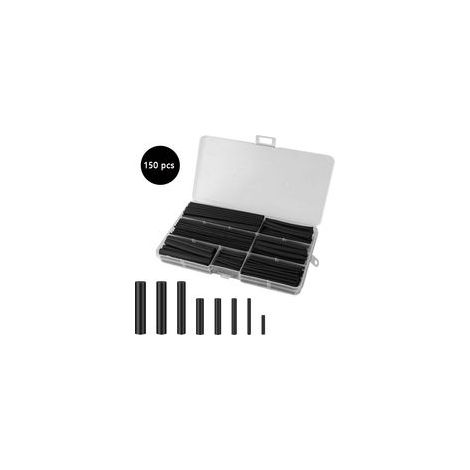 FLITI 150-Piece Heat Shrink Tubing Kit – Diameters 2 to 13 mm – 2:1 Ratio – Black – Electrical and Hydroelectric Insulation (1/5)