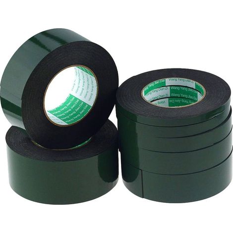 Nastro biadesivo in schiuma acrilica per fissaggio, ad alta adesività, nero - Spessore: 0,8mm - Lunghezza: 50 Metri - Larghezza: 19mm