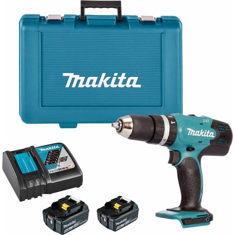 Makita DHP453T001 18V LXT Cordless 1/2 Combi Drill 2-Speed Keyless chuck Max 42Nm With 2 x 5.0Ah Batteries, Charger & Case