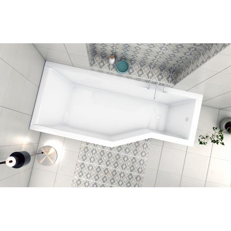 ECOLAM Baignoire d'angle Integra 170x75 cm gauche  pieds, siphon + silicone  Baignoire rectangle en acrylique (1/5)