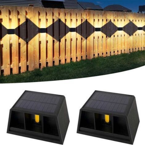 Set di 2 lampade solari da esterno, luce bianca calda a 120°, illuminazione solare da esterno vintage, luce regolabile (su/giù), impermeabile IP65, per giardino, muro, recinzione, patio