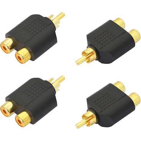 RCA Y Splitter Adaptateur Plaqué Or RCA 1 Mâle à 2 Femelle Y Splitter Connecteurs pour Subwoofer, Autoradio, Amplificateur, TV, Audio Numérique Etc.(4Pack) (1/5)