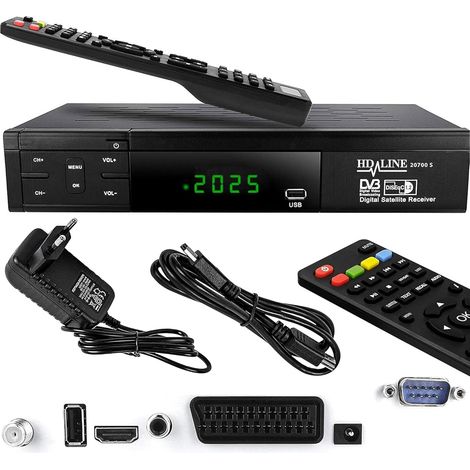 HD-Line 20700 HD Récepteur Satellite DVB-S2 HD pour récepteur Satellite numérique (DVB-S/S2, HDMI, SCART, 2 Ports USB 2.0, Full HD 1080p) (Préprogrammé pour Astra Hotbird et Türksat (1/5)