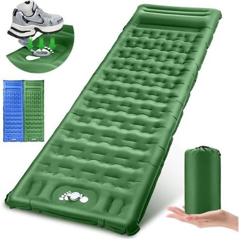 1 Matelas autogonflant, 13cm épaisseur, oreiller intégré, portable, isolation humidité froid, camping (1/3)