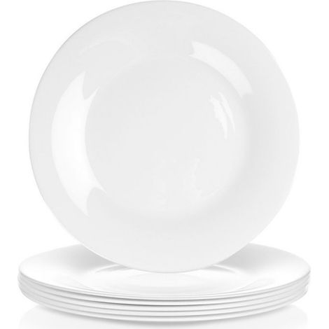 Assiettes Creuses - Verre Opale Blanc - 25,5 x 25,5 cm - Pour Repas Quotidiens et Occasions Spéciales - Lot de 6 (1/5)