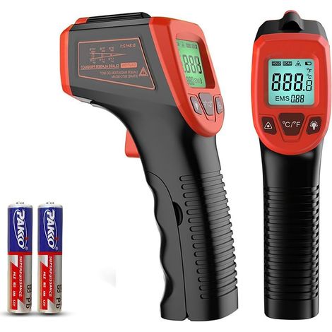 Berührungsloses Infrarot-Thermometer – Digitale Laser-Temperaturpistole –50 °C bis 600 °C, Farbbildschirm mit LCD-Display – zum Kochen/Grillen/Gefrieren/Pizzaofen (Upgrade Rot)