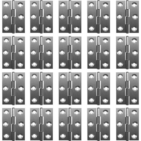Confezione da 20 cerniere pieghevoli a 180 gradi - Acciaio inossidabile - 20 mm - Con 6 fori di montaggio - Cerniere resistenti (1/4)
