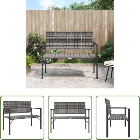 vidaXL Rattan - Gartenbank 2-Sitzer Grau Poly Rattan (1/5)