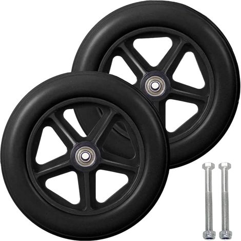 Ulisem 8 Zoll Vorderrad, 2 Rollstuhl-Ersatzräder, rutschfester Vollreifen, 190 mm, Grau in Schwarz (1/5)