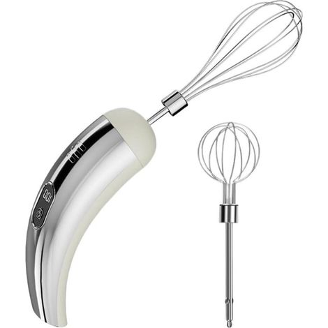 Frullatore elettrico a immersione - Frusta da cucina - Per cuocere e cucinare - Acciaio inossidabile - 5 velocità - Argento e bianco (1/5)