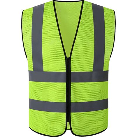 Gilet de Sécurité Réfléchissant Jaune Fluo - Lot de 8 - Veste Haute Visibilité en Maille avec Bandes Épaules pour Chantier, BTP, Assainissement et Paysagisme-lsw