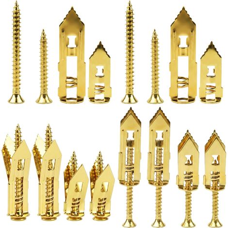 Lot de 120 chevilles pour plaques de plâtre avec vis, chevilles en acier au carbone pour cloisons sèches, vis d'expansion auto-forantes, chevilles pour cloison sèche suspendue, miroirs, cadres photo (1/5)