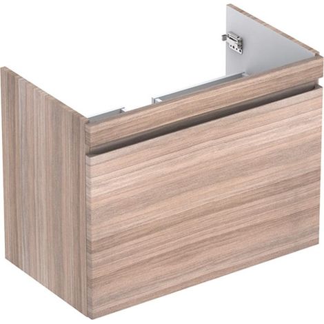 Mueble bajo lavabo Geberit Renova Plan, con un cajón y un cajón inglés: Ancho 77,6cm, Alto 58,6cm, Fondo 43,8cm, Olmo / Lámina decorativa estructurada