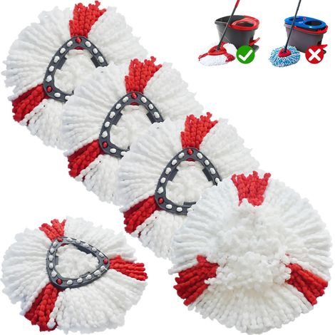 5er-Pack Ersatzköpfe, kompatibel mit dem Vileda Turbo-Wischmopp Maschinenwaschbare Mikrofaser-Wischmoppköpfe (1/4)