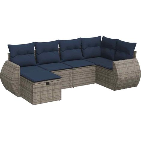 Maison Exclusive - 6-tlg. Garten-Sofagarnitur mit Kissen Grau Pol