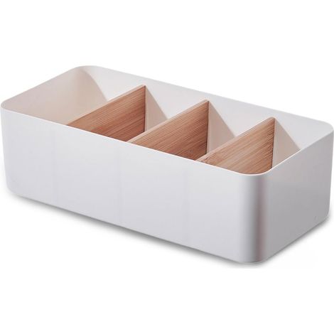 Organisateur de bureau bambou 4 compartiments avec porte-stylos (1/5)
