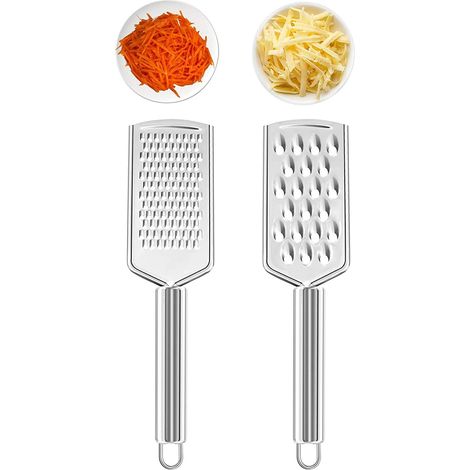 Râpes de cuisine - Lot de 2 - Manuelles - Acier inoxydable - Dents ultra-tranchantes - Haute performance - Pour légumes, fruits, fromage, chocolat