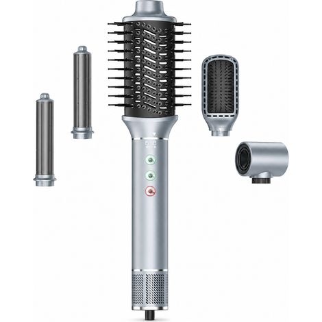 Brosse soufflante 5-en-1 à moteur brushless haute vitesse, sèche-cheveux et boucleur ionique, grise, 110 V avec fiche américaine et protection contre les fuites (1/5)
