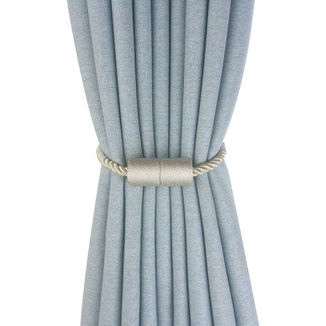 Lot de 2 aimants cylindriques pour rideaux, fermoir magnétique beige pour fixation et décoration (1/2)