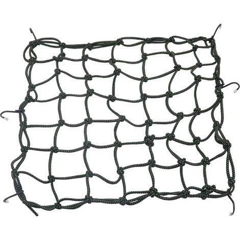 Red elástica para motocicleta de 40 x 40 cm con 6 ganchos metálicos para sujetar el casco al portaequipajes, para scooter y bicicleta. (1/5)