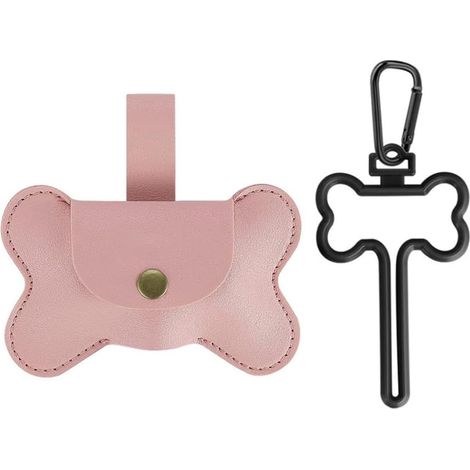 Disitributeur Sacs pour Déjections Canines, Distributeur Sac à Déchets Chien en Cuir avec Support Mains Libres pour Promenade de Chien en Extérieur (1/5)