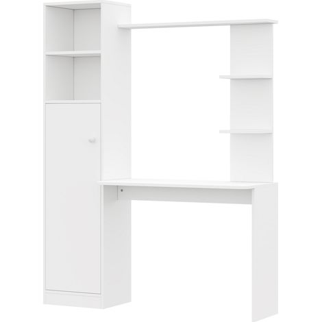 Scrivania con armadio e scaffalatura contenitiva 123,5 x 45 x 168,5 cm bianco MDF (1/5)