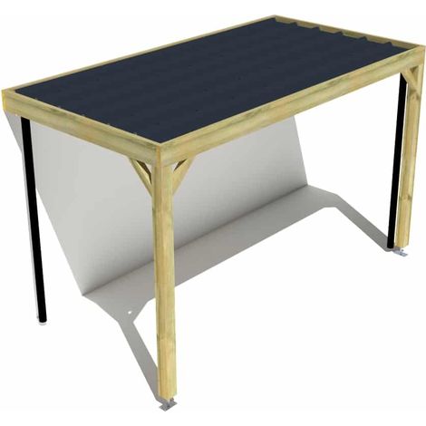 Carport bois • 4m x 2m • adossée • sens profondeur • livraison comprise (1/3)