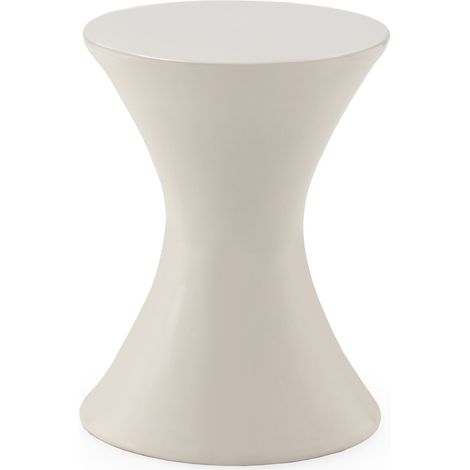 Taburete 33X33X44 Ceramica Esmalte Blanco